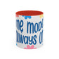 "Mẹ Mode: Always On" Floral Accent Coffee Mug (Blue) — Vietnamese American Mom Mug