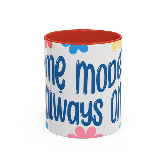 "Mẹ Mode: Always On" Floral Accent Coffee Mug (Blue) — Vietnamese American Mom Mug