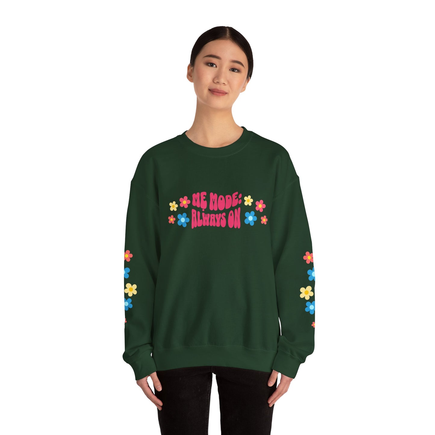 "Mẹ Mode: Always On" Vietnamese American Mom Floral Crewneck Sweatshirt