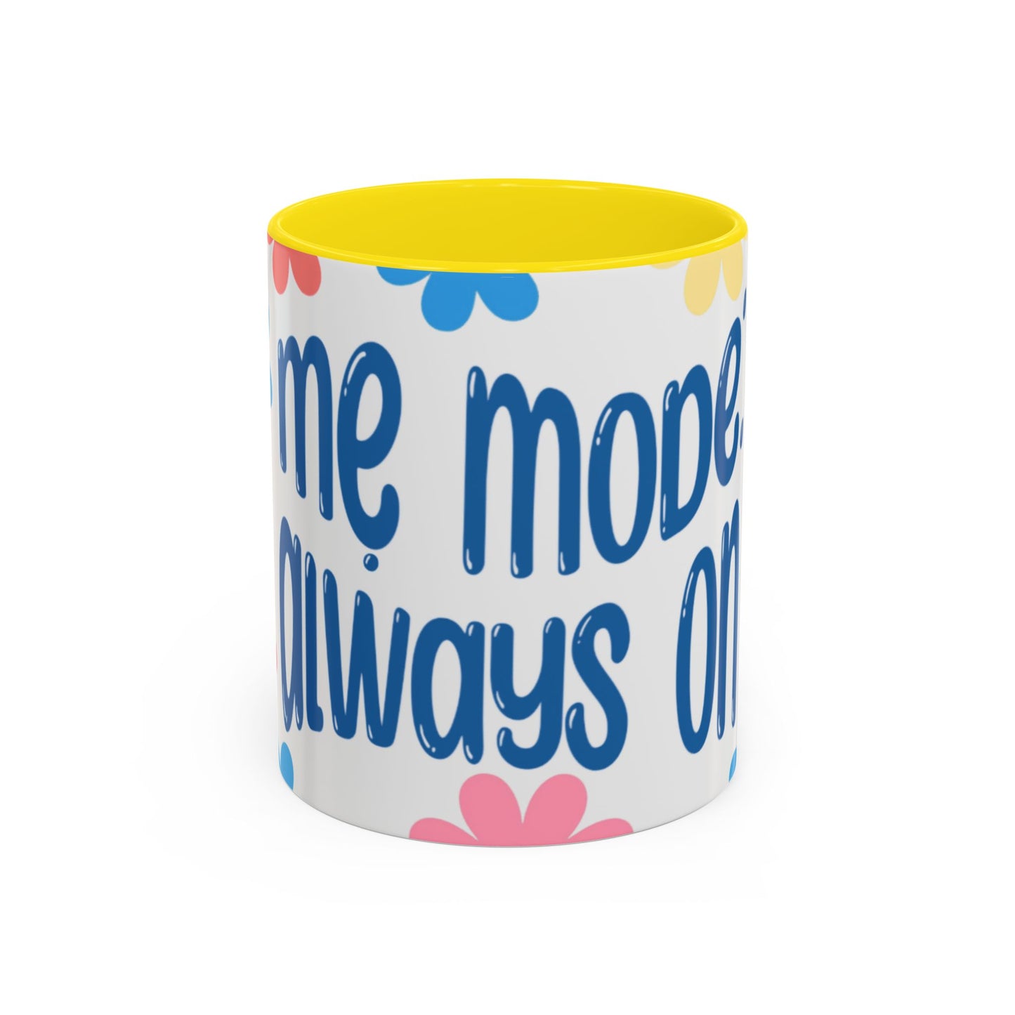 "Mẹ Mode: Always On" Floral Accent Coffee Mug (Blue) — Vietnamese American Mom Mug