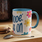 "Mẹ Mode: Always On" Floral Accent Coffee Mug (Blue) — Vietnamese American Mom Mug