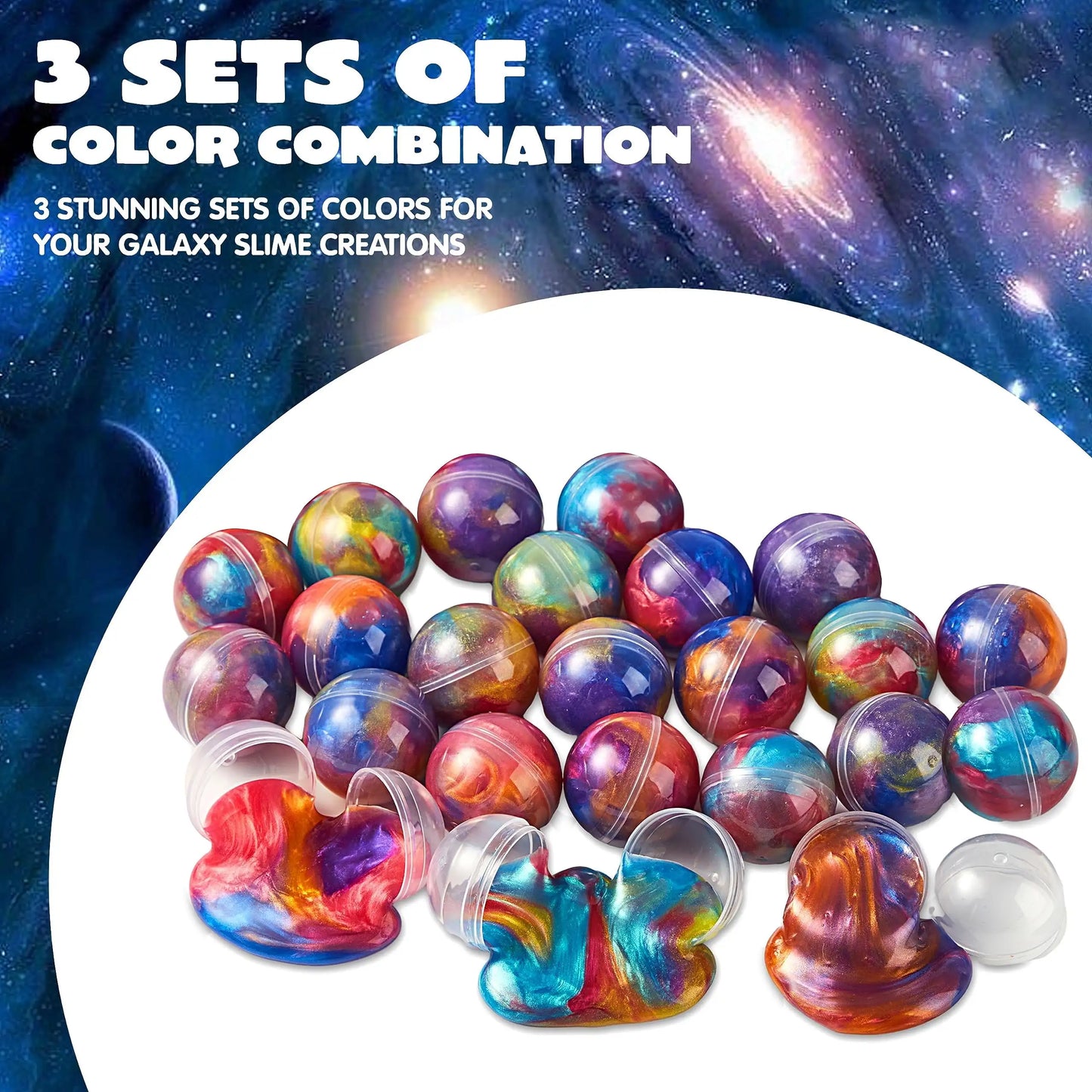 Joyfy 24 Pcs Mini Slime Party Favors — Multicolor Galaxy Slime Balls