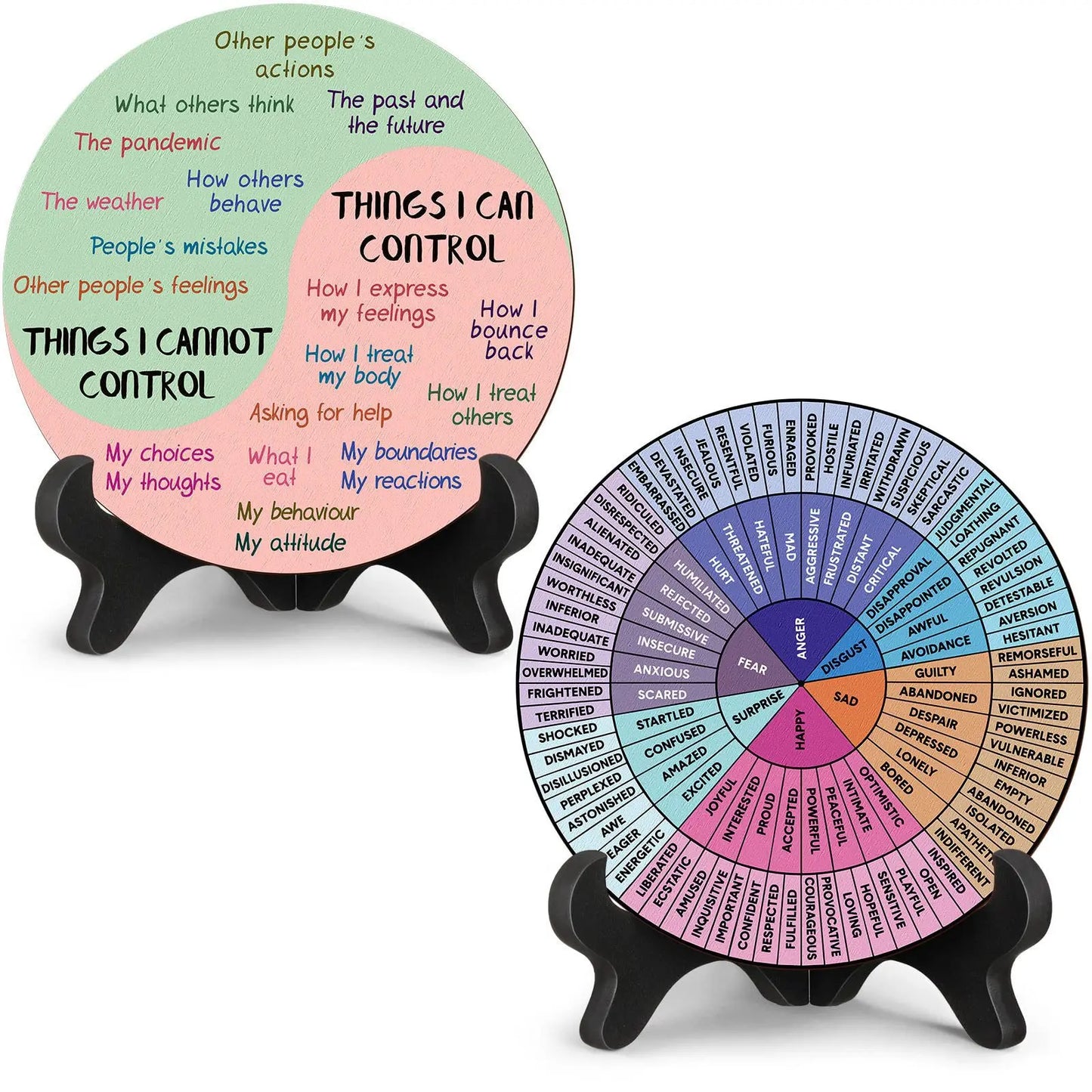 Feelings Wheel Therapy Desk Decor — Double-Sided Emotional Awareness Chart