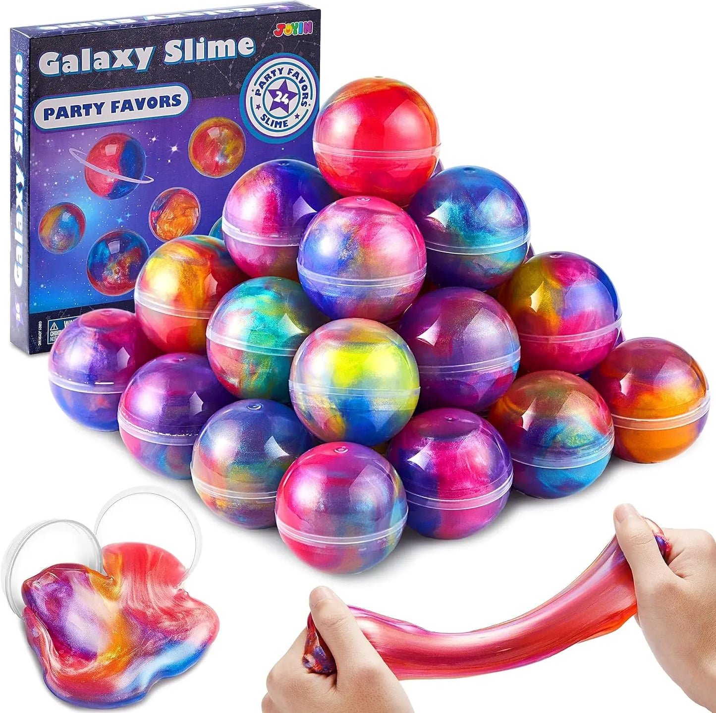 Joyfy 24 Pcs Mini Slime Party Favors — Multicolor Galaxy Slime Balls