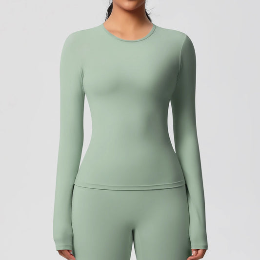 Women’s Long Sleeve Workout Top — Breathable & High Elastic