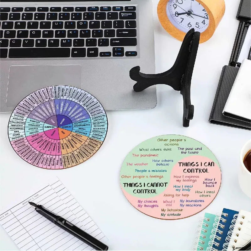 Feelings Wheel Therapy Desk Decor — Double-Sided Emotional Awareness Chart