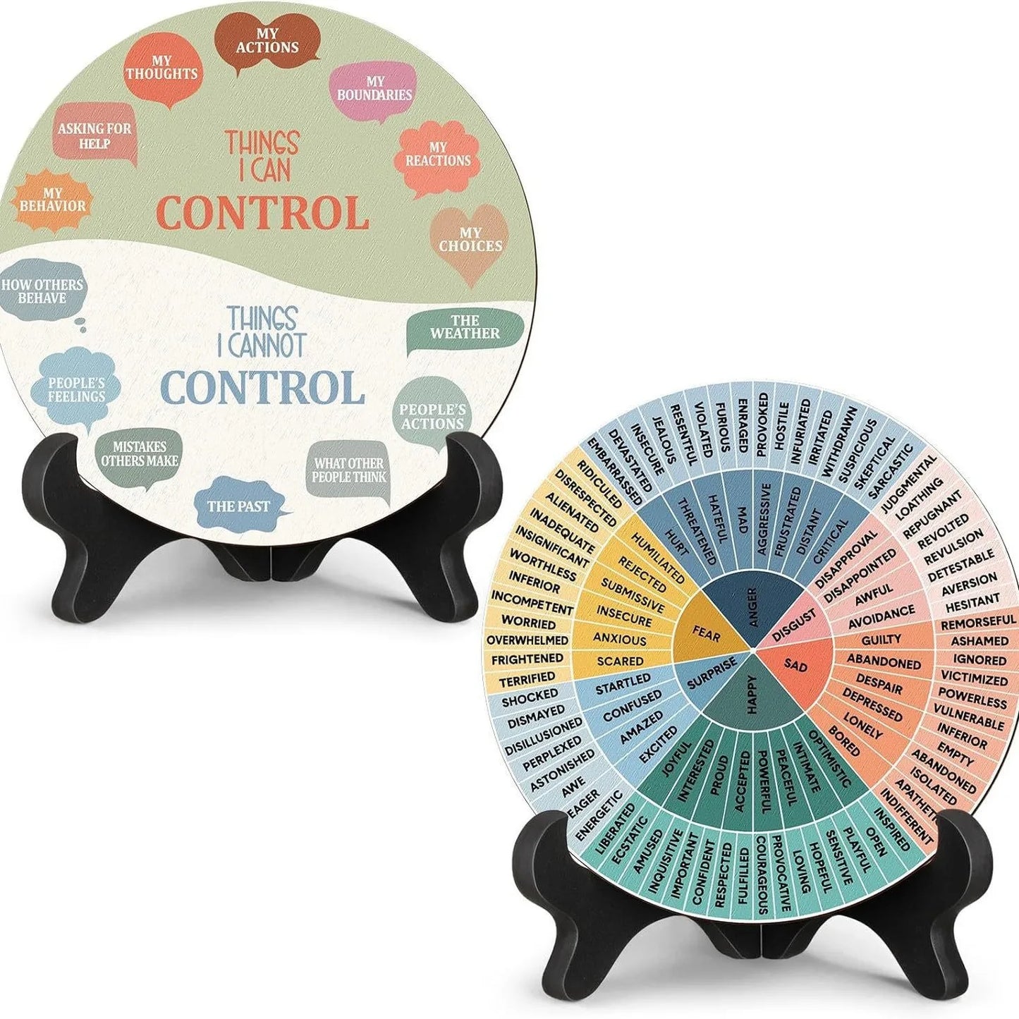 Feelings Wheel Therapy Desk Decor — Double-Sided Emotional Awareness Chart