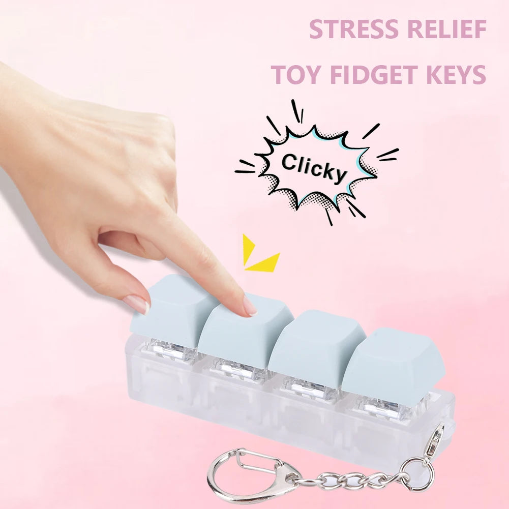 4 Keys Keyboard Keycaps Fidget Toy — DIY Finger Stress Relief Buttons