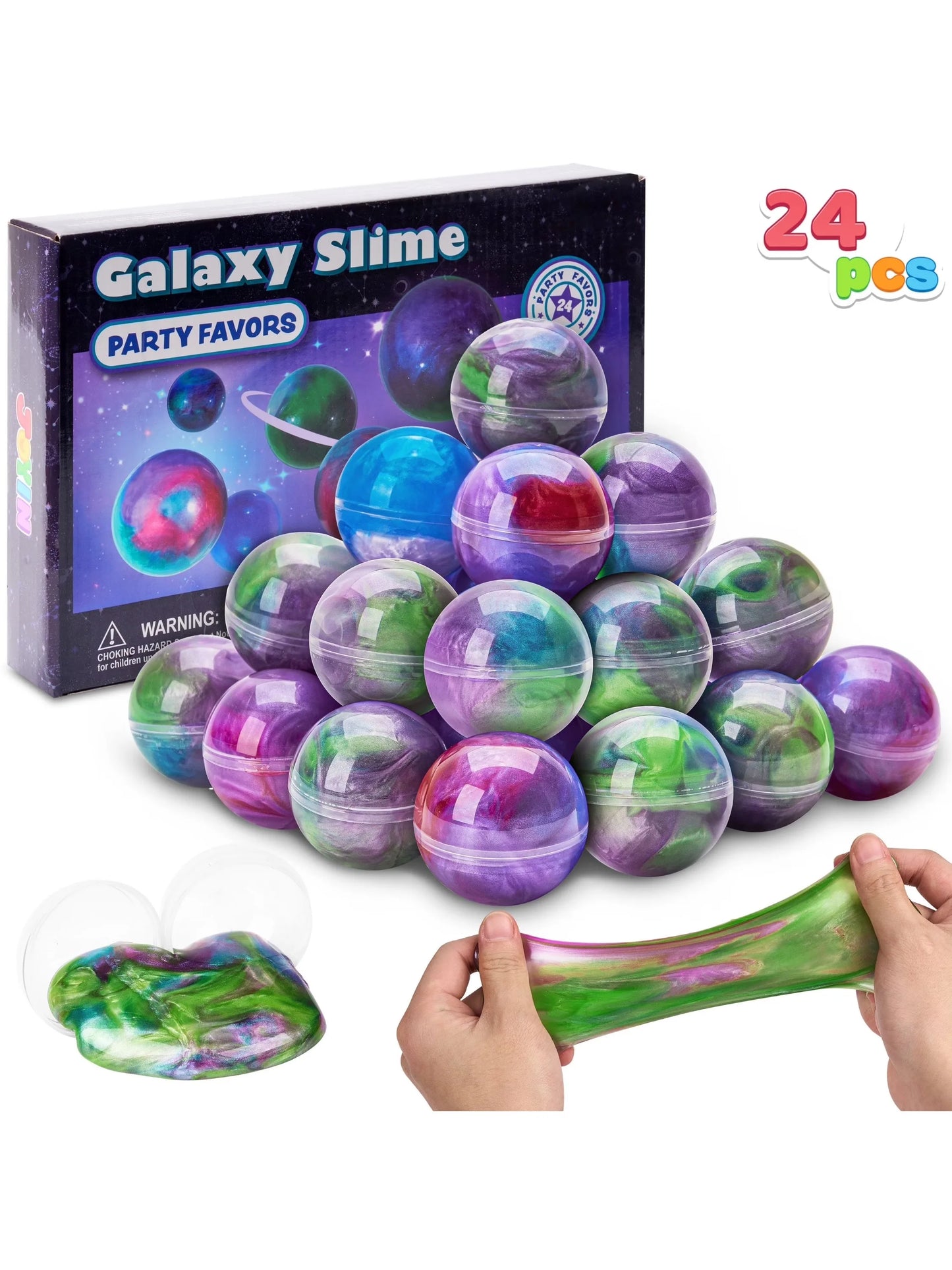 Joyfy 24 Pcs Mini Slime Party Favors — Multicolor Galaxy Slime Balls