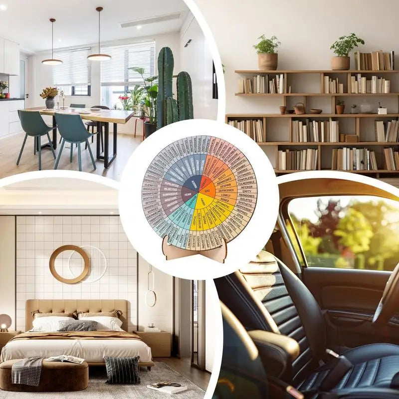 Calming Emotions Wheel — Wooden Round Stand Chart
