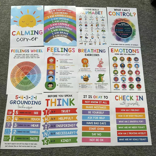 12 Calming Corner Posters — Classroom Feelings & Emotions Charts