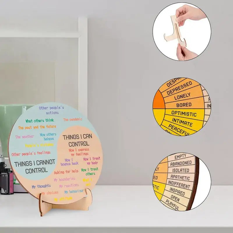 Calming Emotions Wheel — Wooden Round Stand Chart
