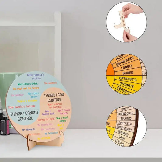 Calming Emotions Wheel — Wooden Round Stand Chart