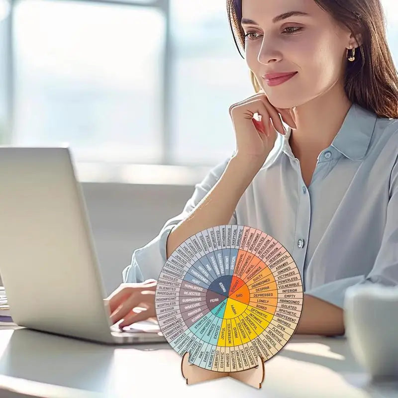 Calming Emotions Wheel — Wooden Round Stand Chart