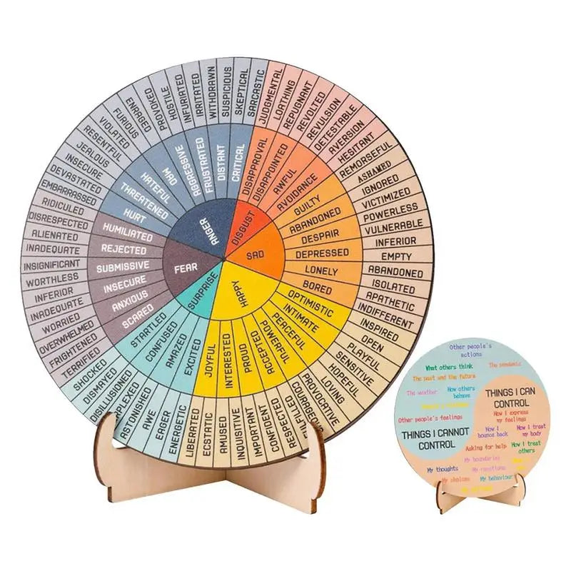 Calming Emotions Wheel — Wooden Round Stand Chart