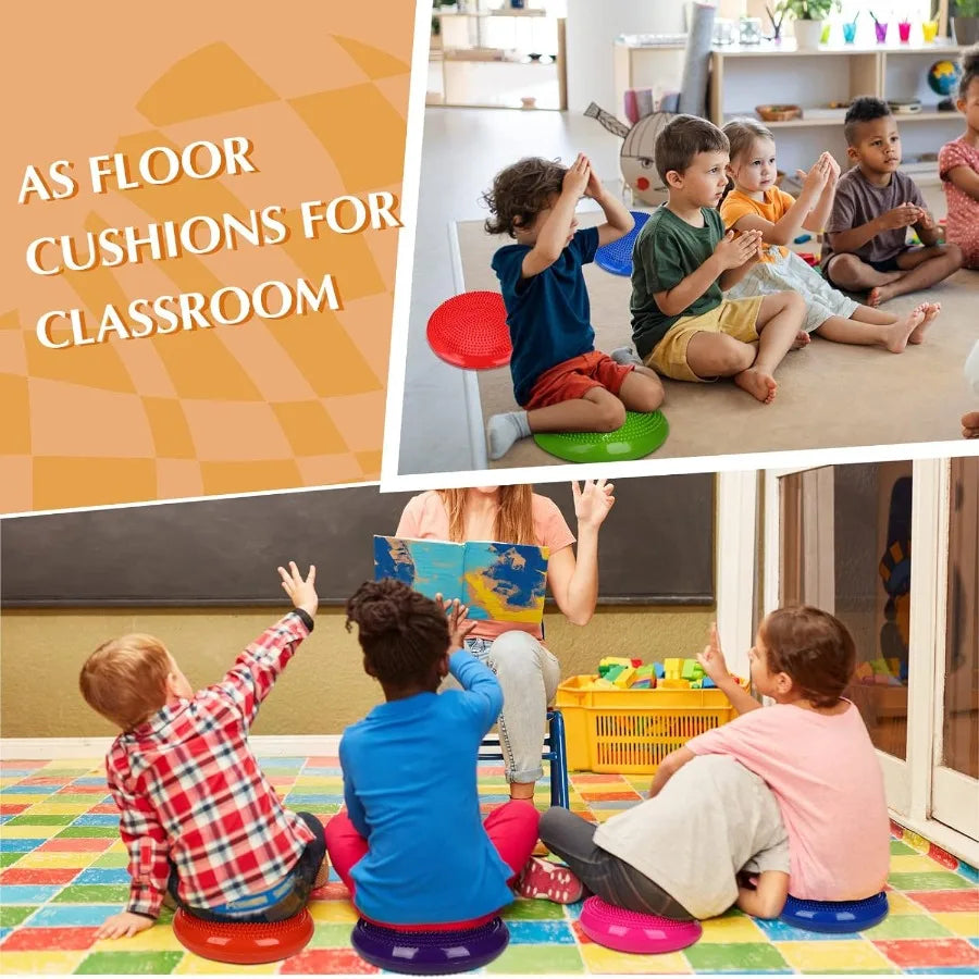 6 Pcs Wiggle Seat Inflated Wobble Cushion — Sensory Balance Disc for Kids