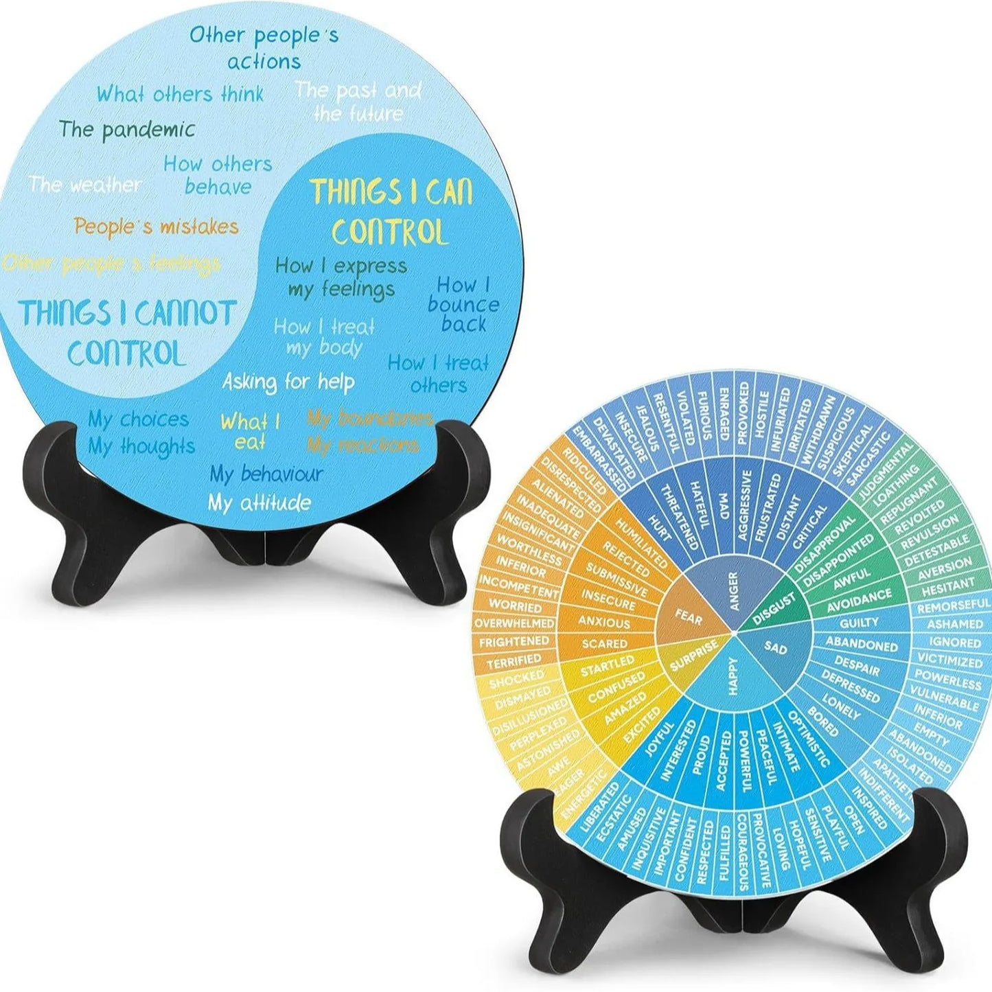 Feelings Wheel Therapy Desk Decor — Double-Sided Emotional Awareness Chart