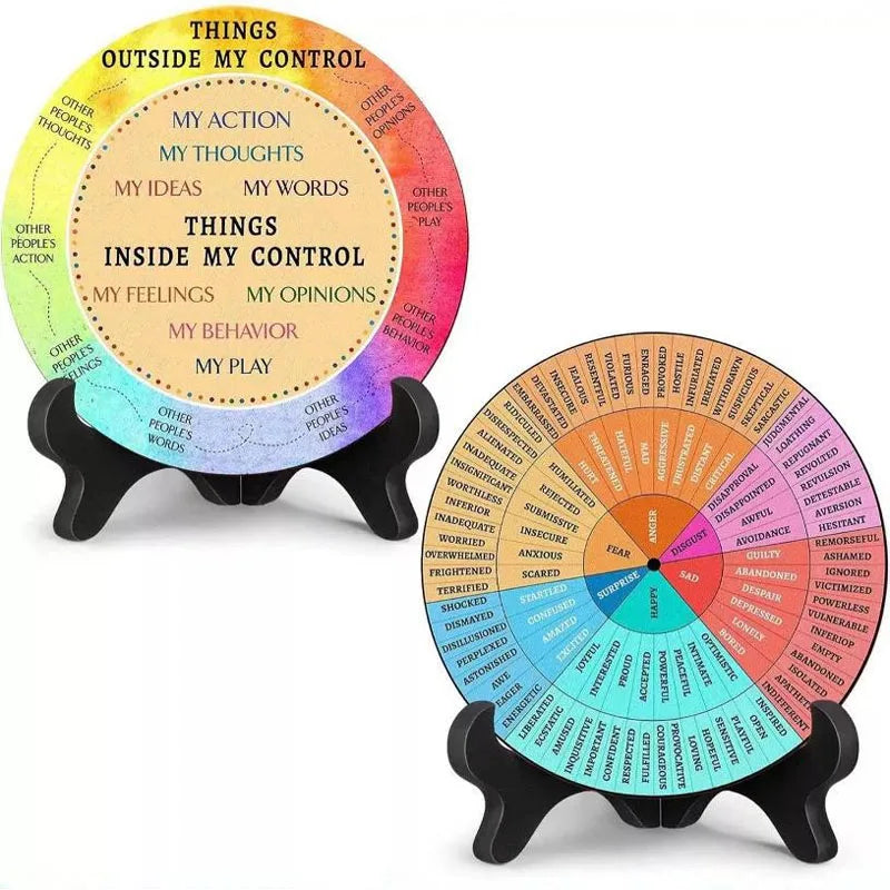 Feelings Wheel Therapy Desk Decor — Double-Sided Emotional Awareness Chart